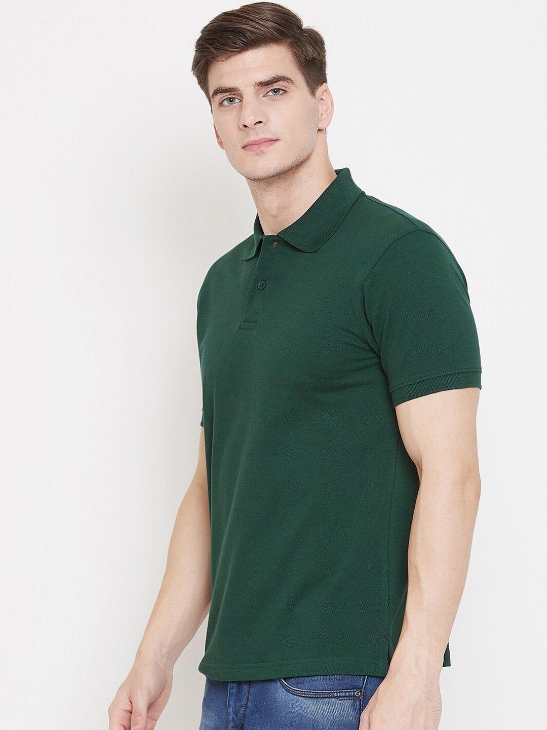 Men’s Cotton Blend Polo T-Shirt – Solid Bottle Green, Half Sleeves