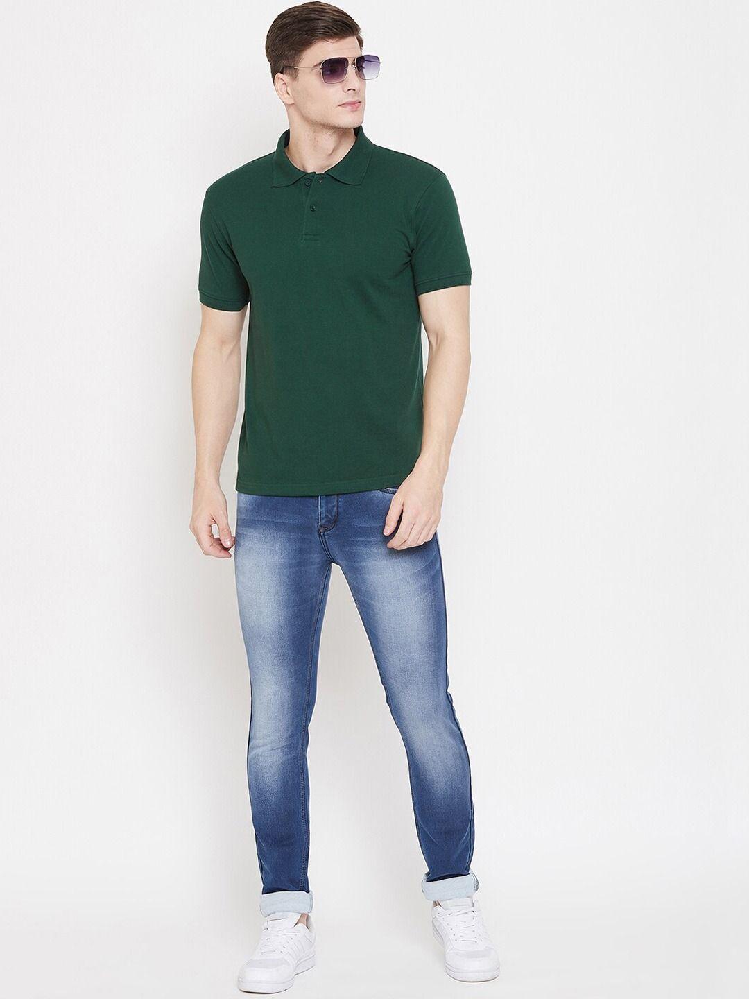 Men’s Cotton Blend Polo T-Shirt – Solid Bottle Green, Half Sleeves