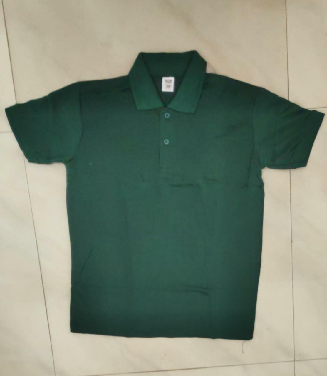 Men’s Cotton Blend Polo T-Shirt – Solid Bottle Green, Half Sleeves