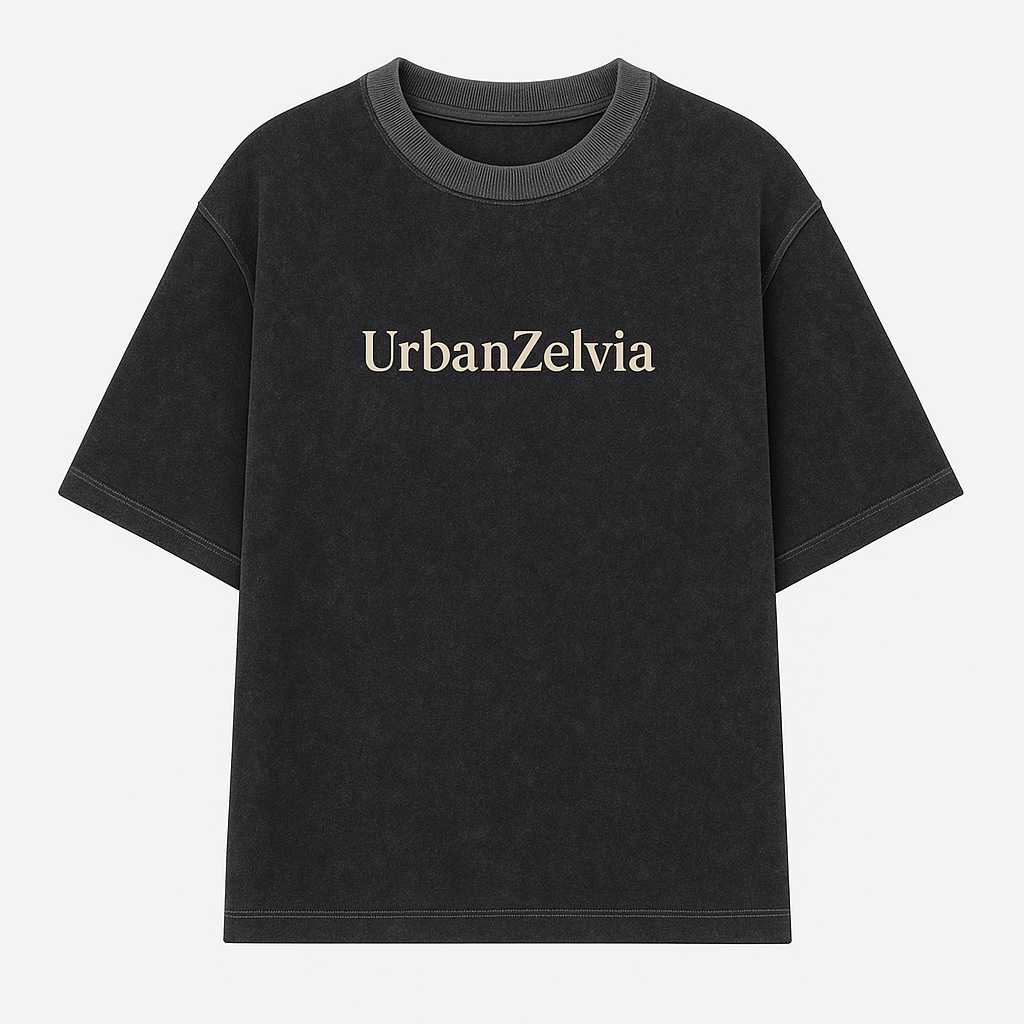 UrbanZelvia Oversized T-Shirt – Stone Black | 240 GSM | 100% Cotton | Unisex Streetwear - UrbanZelvia